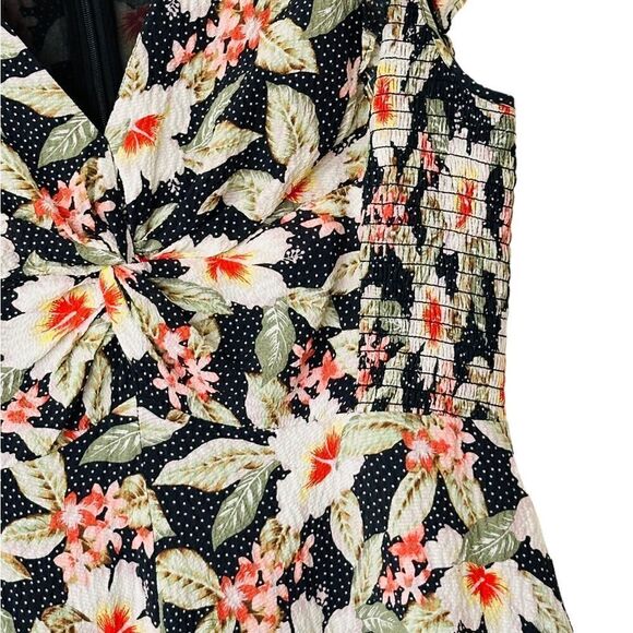 Rebecca Taylor Black Floral Kamea Fleur Silk Dress  | Size 8 - Picture 8 of 12